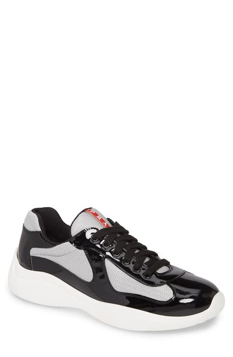 prada americas cup black high top men& 39|prada men's america's cup patent leather patchwork sneakers.